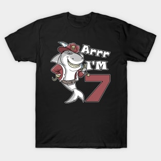 Pirate Shark I'm 7 Children's 7th Birthday T-Shirt